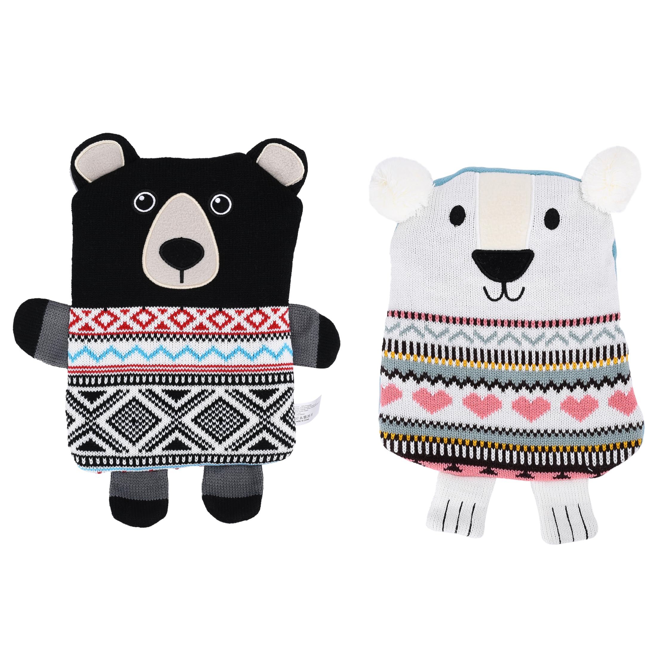 Microwavable Teddy Bear - White and Black Bear - Knit Stuffed Animals for Kids and Adults - Warming Stuffed Animal and Weighted Plush Pals for Warm Snuggles - Warmies Bear
