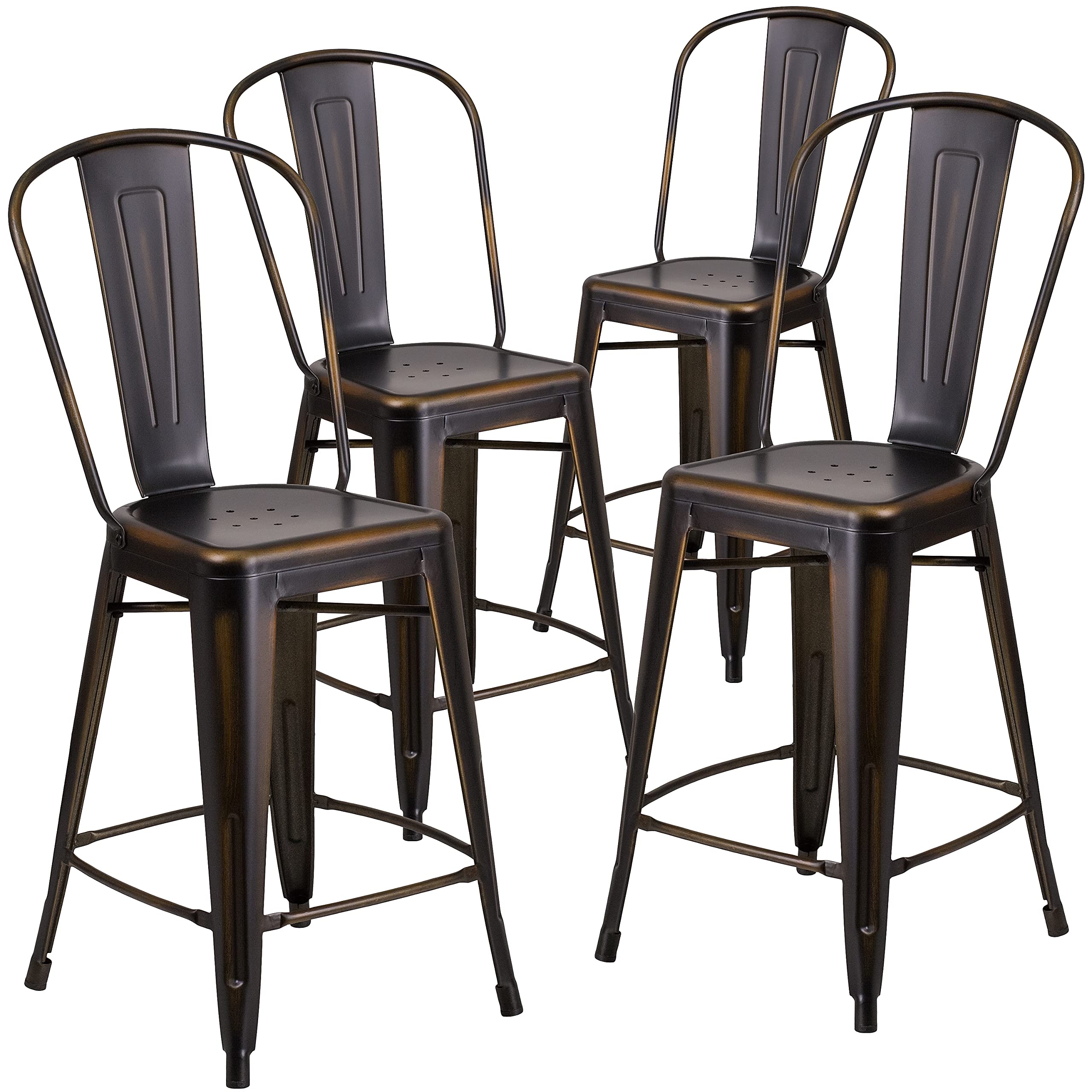 Flash Furniture Copper / Set of 4 / Metal Seat Stools & Bar Chairs