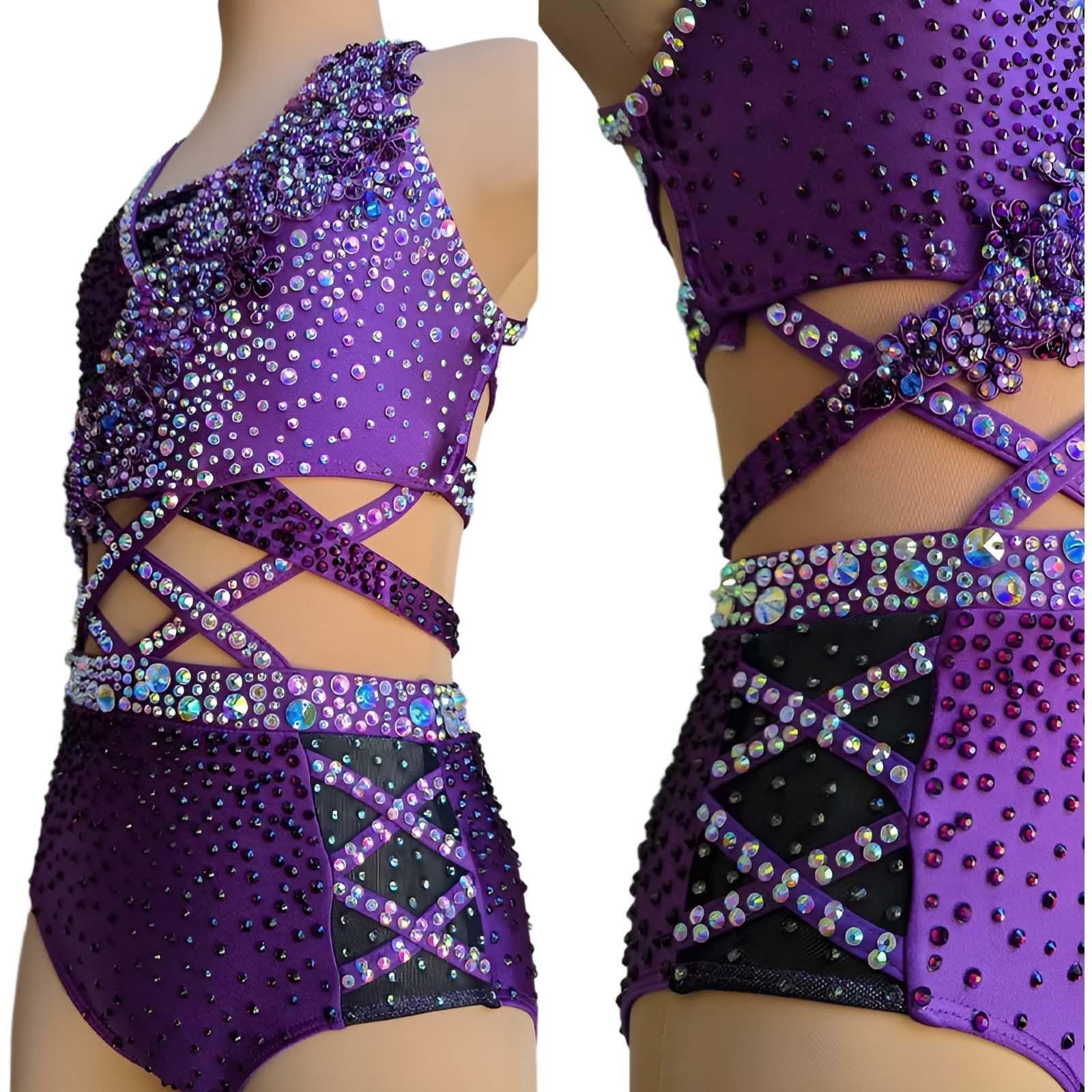 Strój do Tańca Lirycznego Damski Spandex Cyrkonie na Zawody i Scenę
