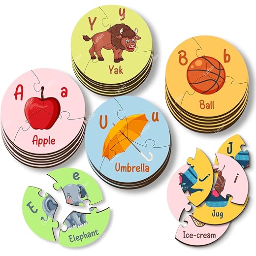 Lefan Round Alphabet Jigsaw Puzzle 26 Pieces