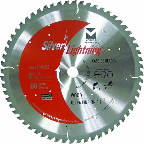 718122 Hoja de corte de madera de carburo ATB de 60 dientes con diámetro de 8-12 pulgadas y eje de 58 pulgadas, acabado ultra fino