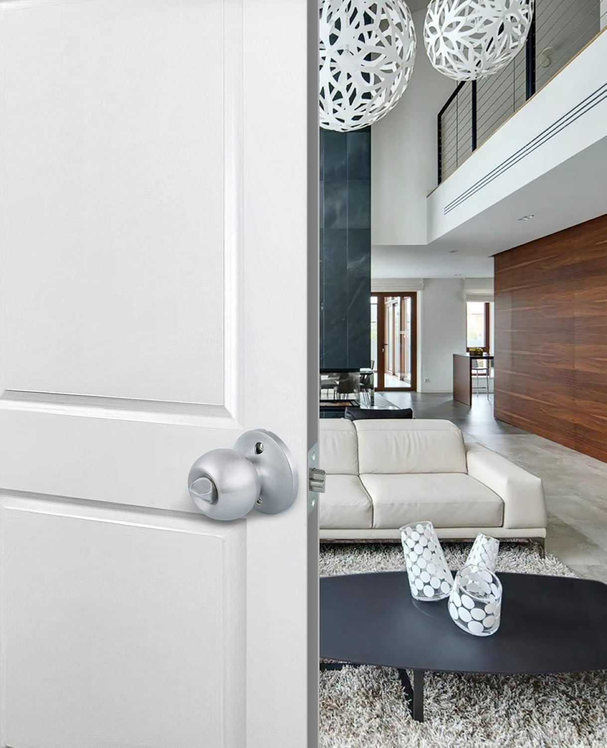 Taftek AMK101 Ball Entry Door Knob Door knobs with Lock and Key Door Lock in Satin Nickel