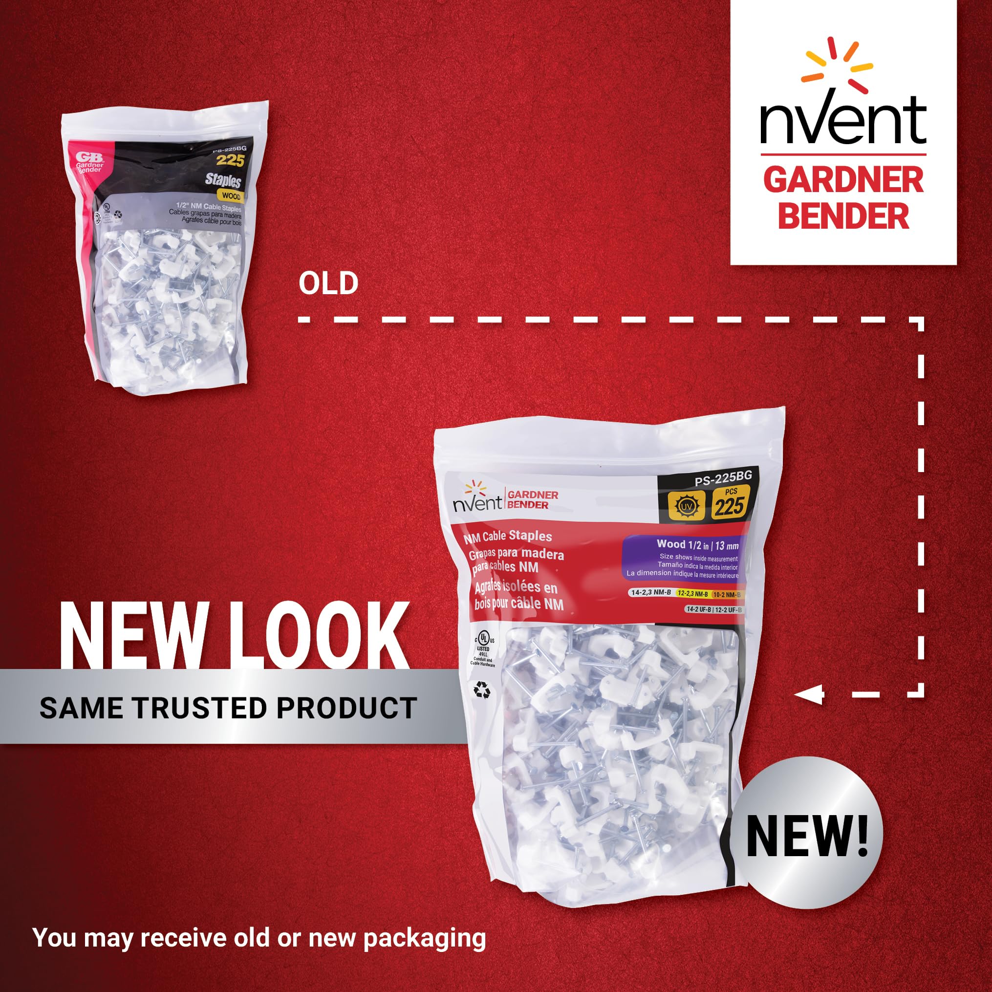 nVent GARDNER BENDER PS-225BG Plastic NM Cable Staple, 1/2 in., 225-Pk — Amazon image 2