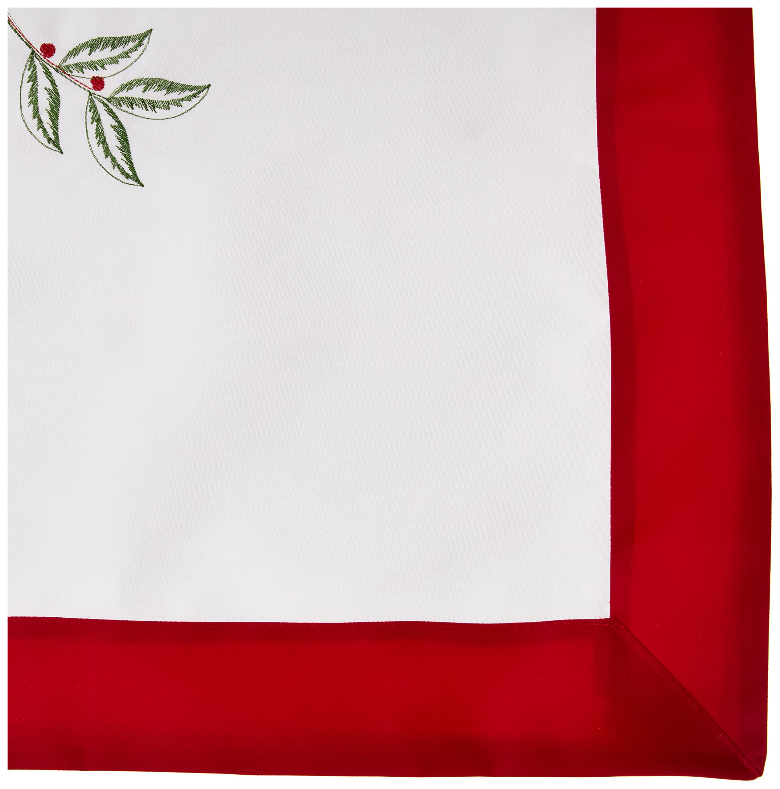 Violet Linen Manteles Bordados de poliéster con Borde Ribeteado, Blanco, 70 x 105 Pulgadas