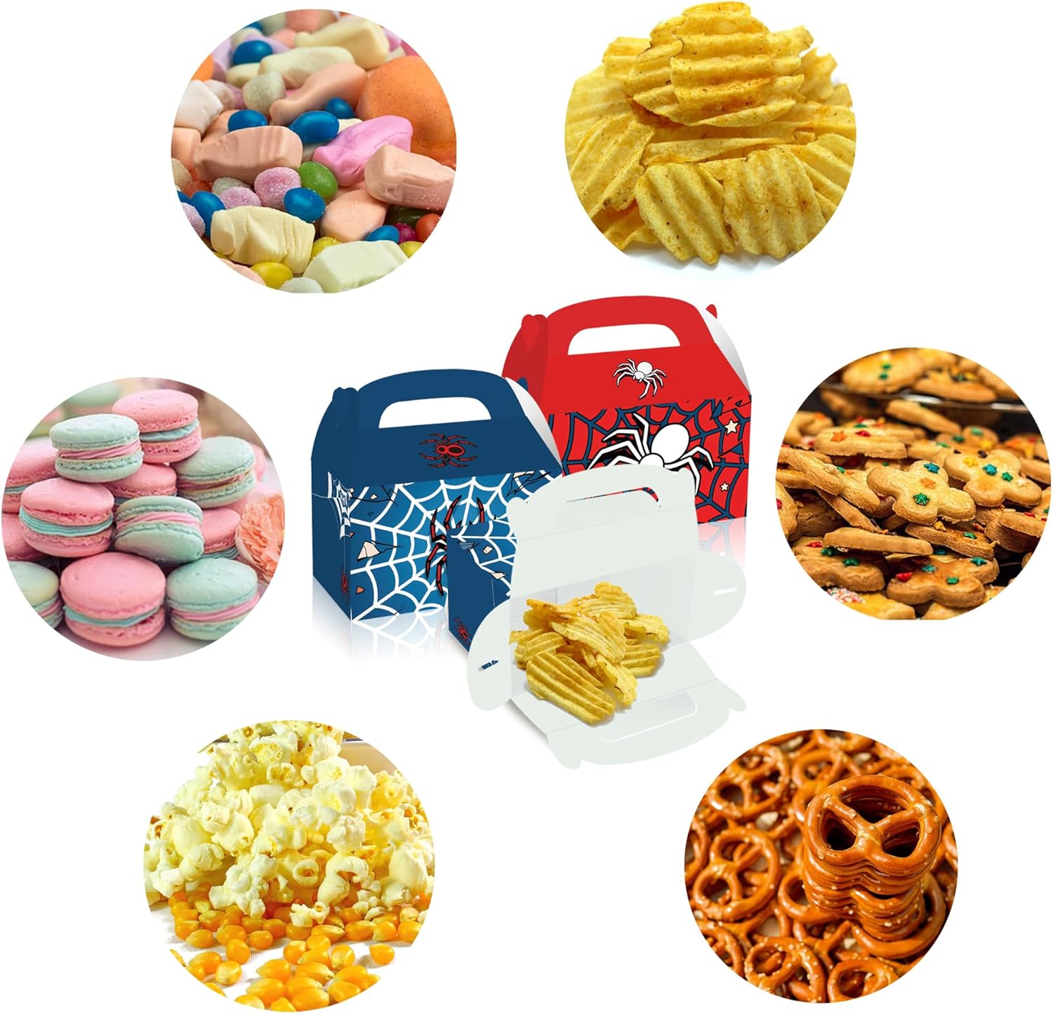FLOLUVZ 16 PCS Spider Theme Party Favor Treat Boxes, Spider Goodie Boxes Gift Bags, Gable Candy Box for Cartoon Themed Birthday Party Supplies Decorations - Image 7