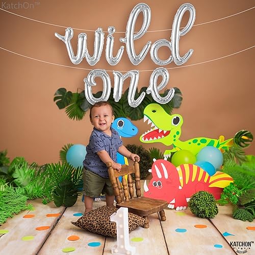 Miniatura 7 de KatchOn, Globos grandes plateados de 16 pulgadas, decoraciones de cumpleaños de Wild One para niña, decoraciones de primer cumpleaños plateadas,