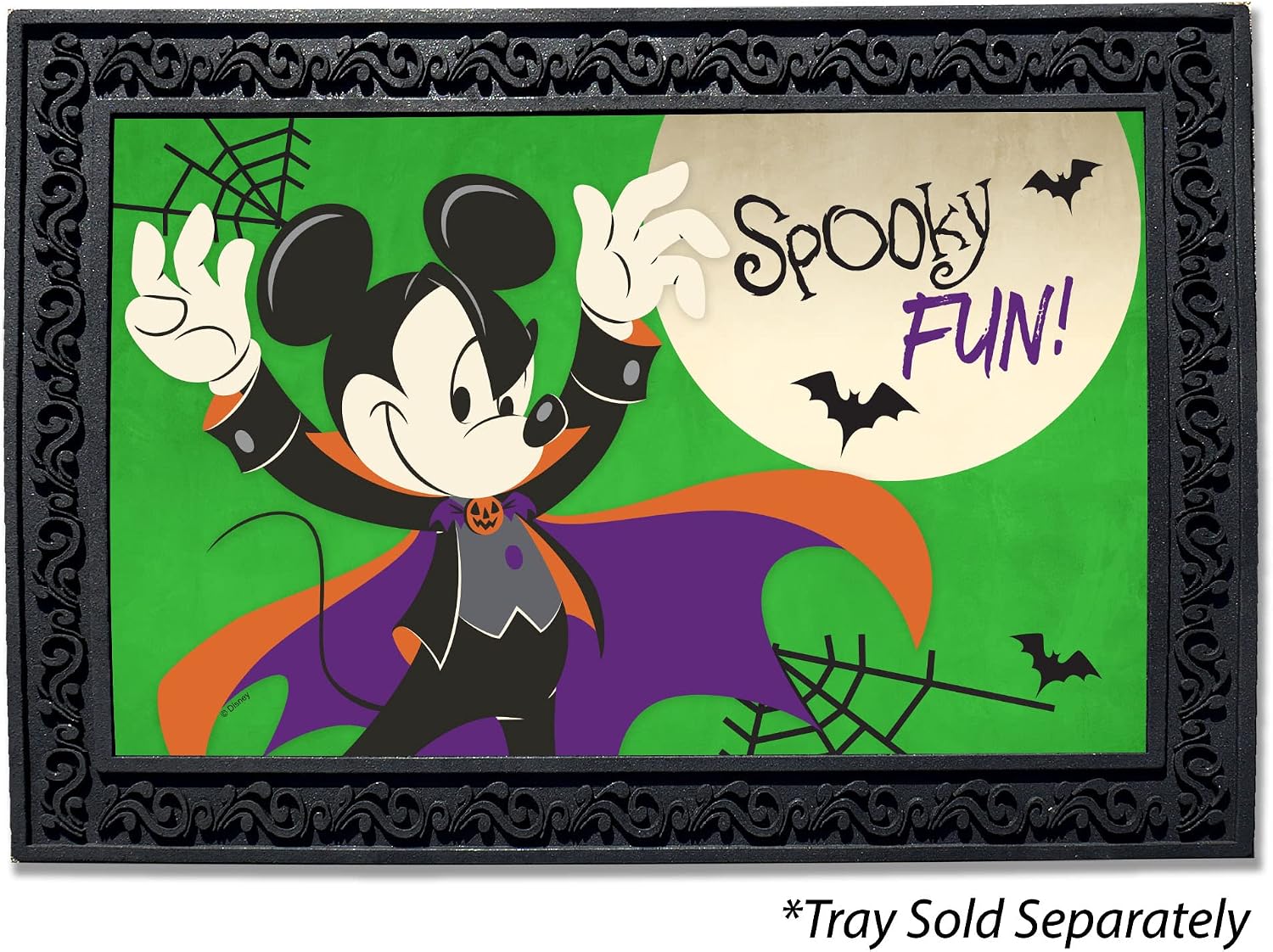 Flagology.com, Disney, Disney Spooky Fun Mickey Doormat - 18" x 30", Outdoor/Indoor, Heavy Duty Recycled Rubber, Non-Slip Backing, Halloween