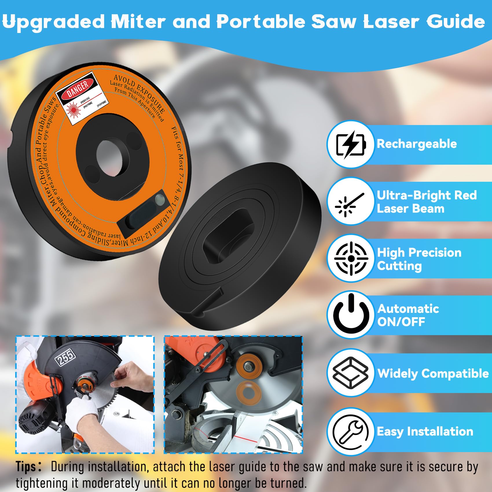 Universal Miter Saw Laser Guide - Fits 7-1/4" To 12" Saws For Precision Cutting