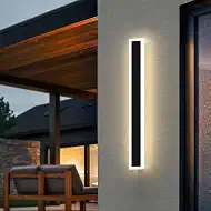 L LOHAS LED 23.6inch Long LED Modern Outdoor Wall Light, Black Rectangular Outdoor Wall Lights Exterior, 3000K Warm White, IP65 Waterproof Wall Mount Lighting Fixture for Garage Doorway Porch Patio