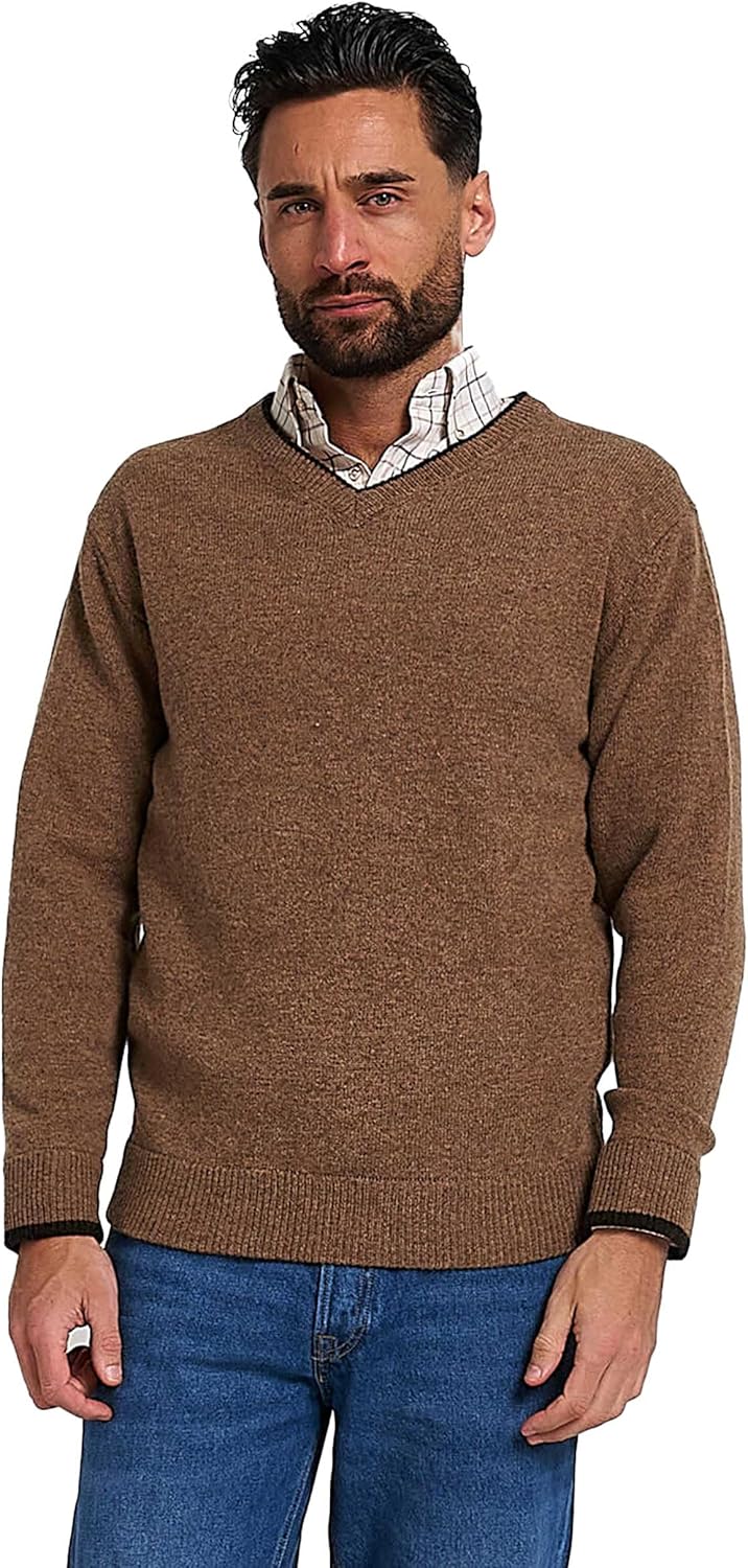 Jack Pyke of England Ashcombe 100% Lambswool Long Sleeve V-Neck Jumper Pullover Barley XL