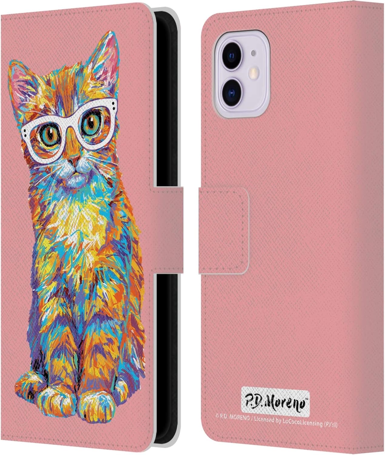 Head Case Designs Officially Licensed P.D. Moreno Orange Kitten Cats Leather Wallet Case Compatible with Apple iPhone 11