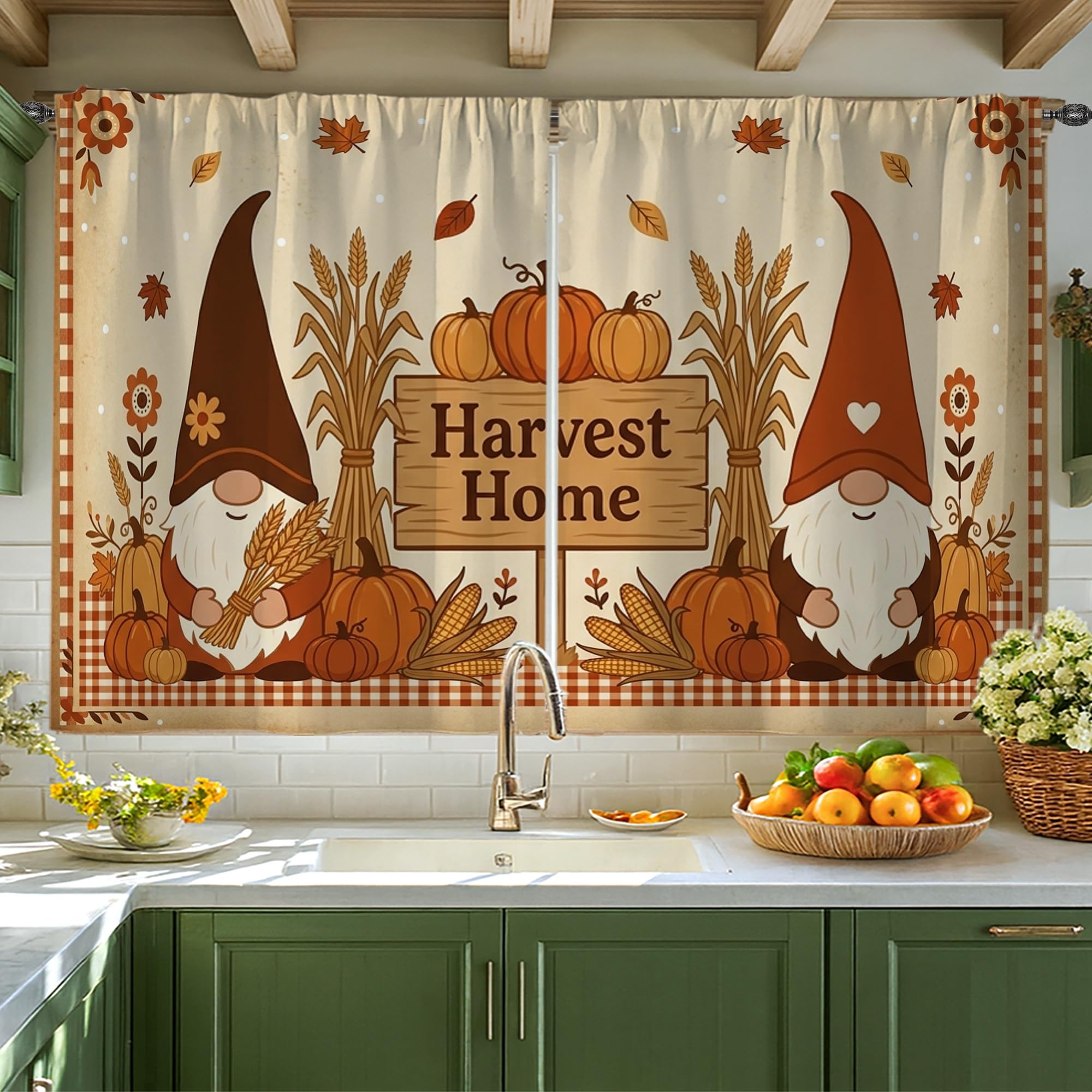 Rideaux de cuisine rustiques occultant le vis-à-vis pour petite fenêtre de chalet ou évier