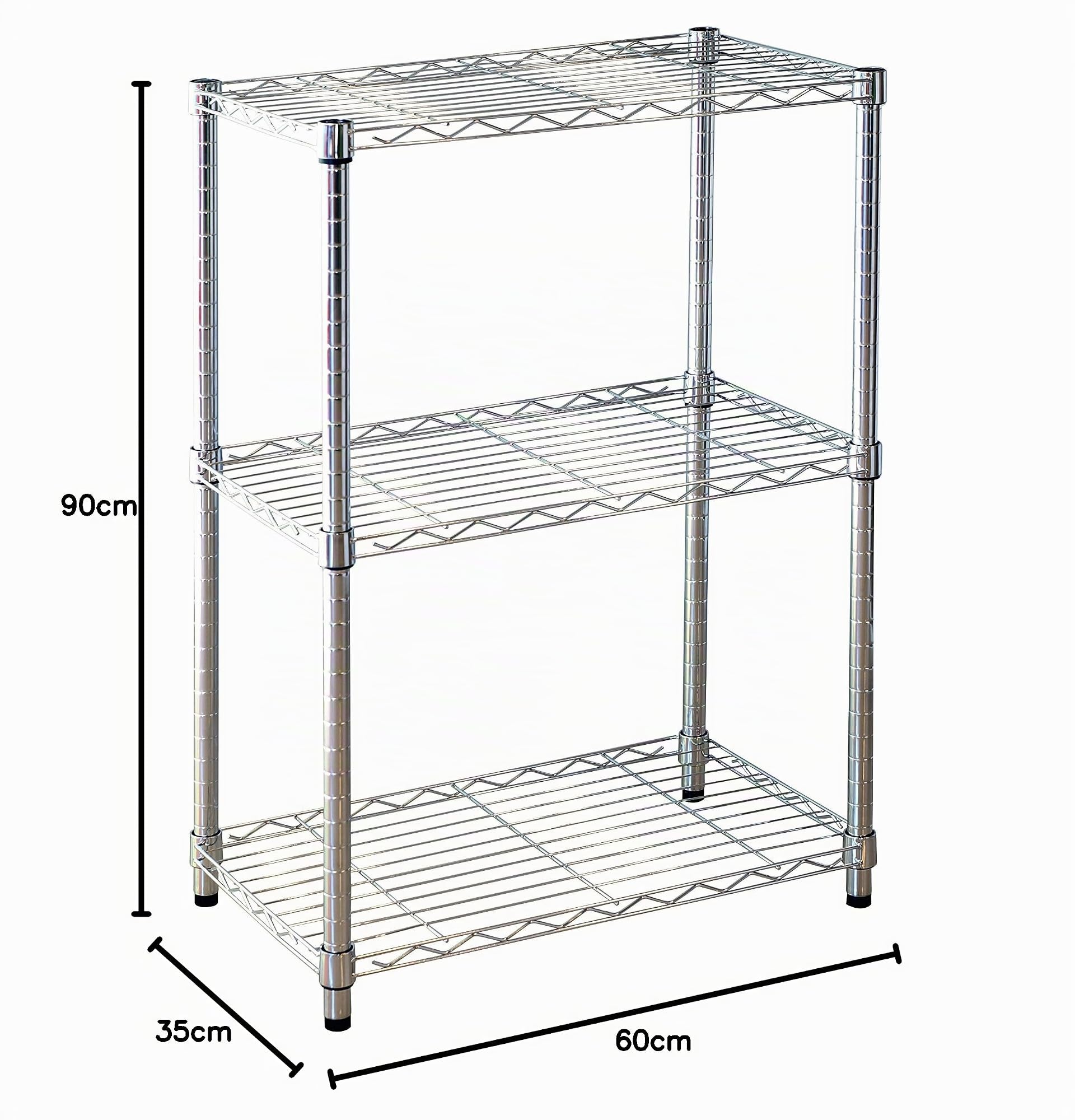 Kit Closet 2060010004 estantería metálica 3 baldas, cromo, 90 x 60 x 35