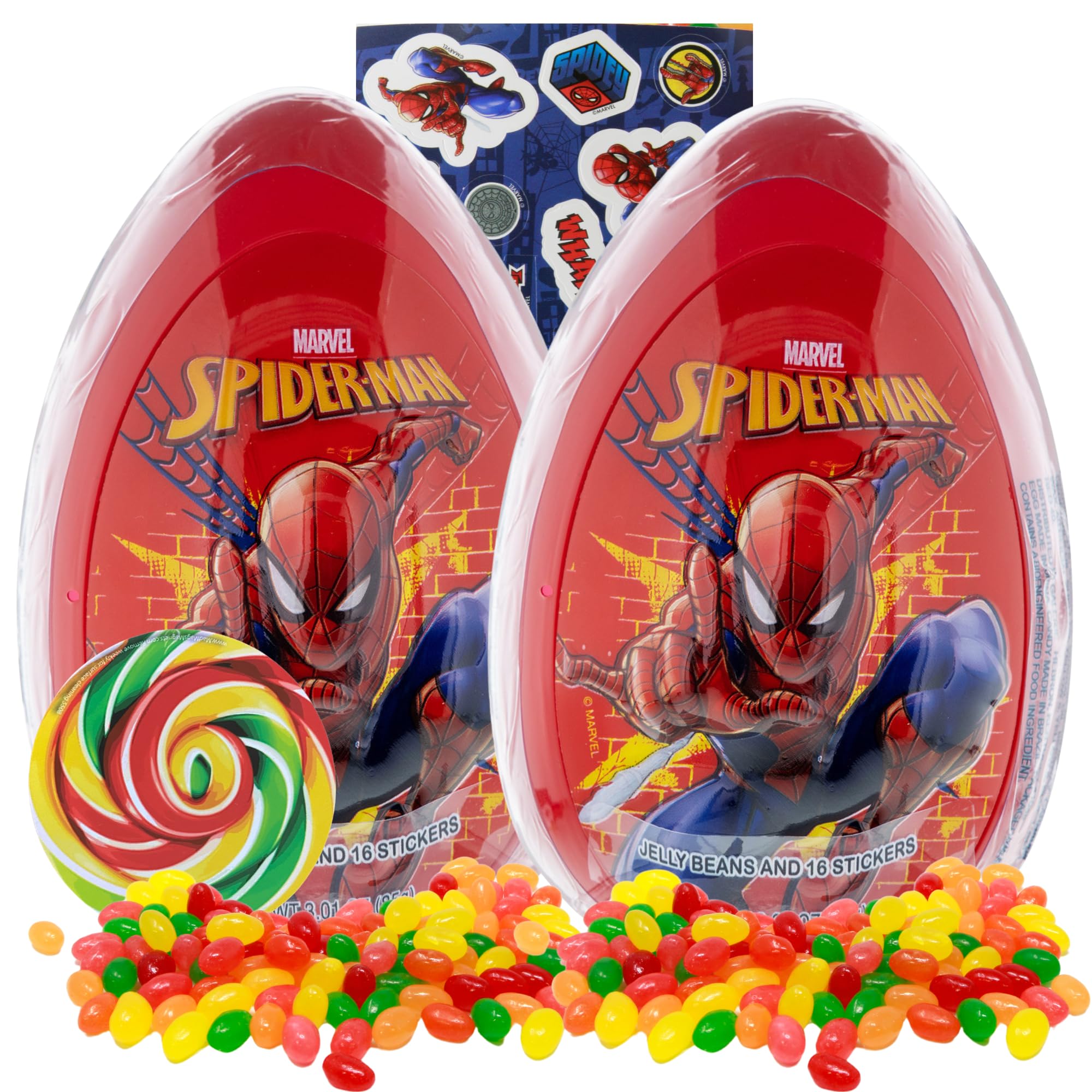 Sweetzo - Collectible Spiderman Candy Gift Set with Jelly Beans and Stickers Inside, 3.01 Ounces
