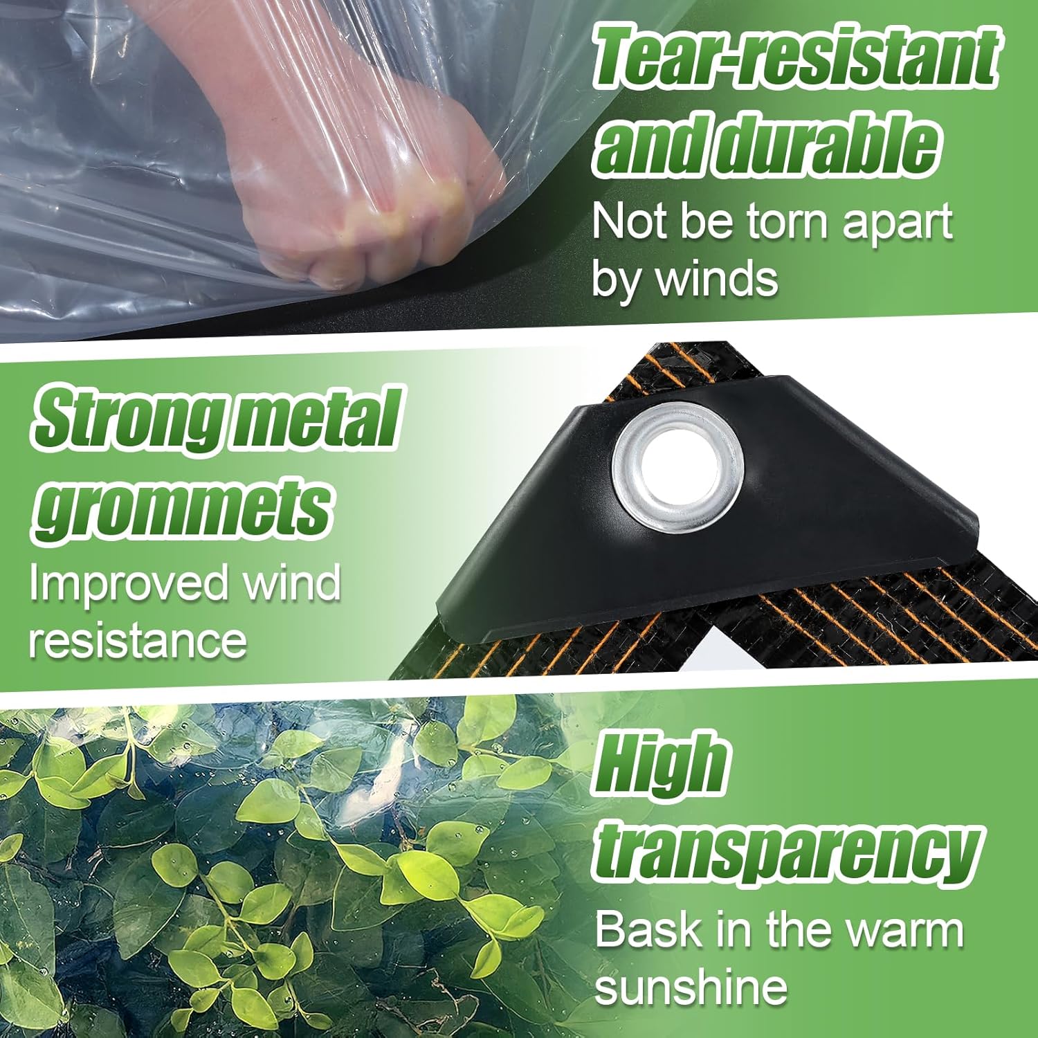 8 x 16 ft Thicken Clear Tarp Waterproof - 5 mil Anti-Tear Windproof Garden Transparent Poly Tarpaulin, Rainproof Plant Cover Insulation Shed Cloth with Grommets for Porch Chicken Coop Camping Supplies