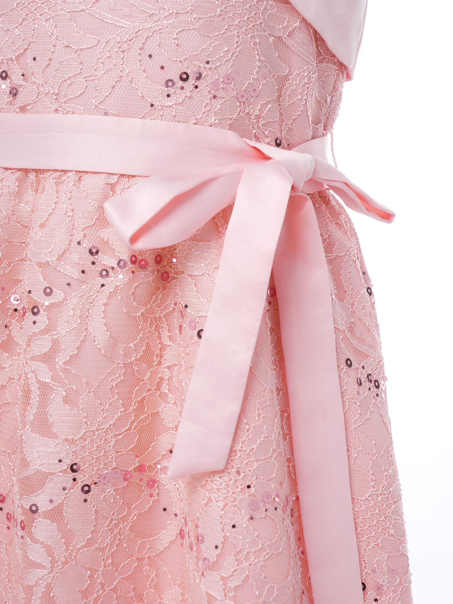 Aislor Bambini Vestito Cerimonia da Festa di Compleanno per Ragazze Abito | Spaghetti Straps,Collo Quadrato,Cintura Larga Seta,Festa Di Compleanno,Sera,Battesimo,Vacanze,Eventi,Nozze,Festivi,Banchetto