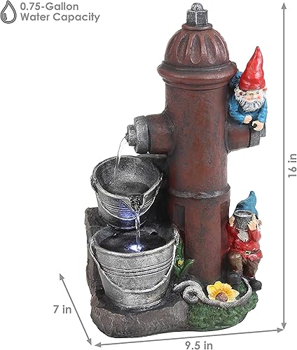 Miniatura 3 de Sunnydaze Fuente de agua al aire libre de 16 pulgadas con luz LED - Bomba eléctrica sumergible - Poliresina