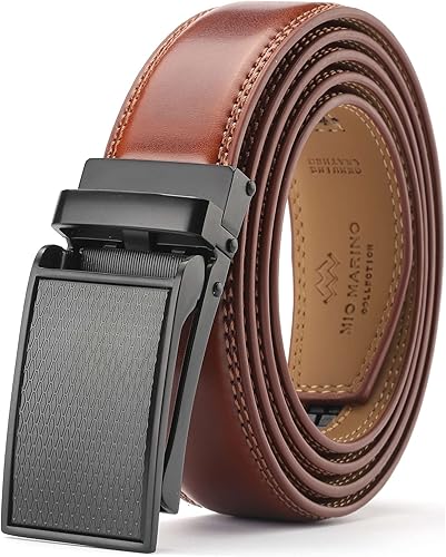 Marino Avenue Cinturón de vestir para hombre de cuero auténtico con cierre de hebilla Linxx y caja de regalo
