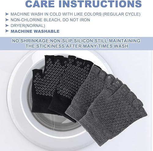 Miniatura 6 de Eurzom 2 pares de guantes de yoga antideslizantes para mujer, guantes de pilates sin dedos con agarres para yoga, fitness, entrenamiento, deportes,