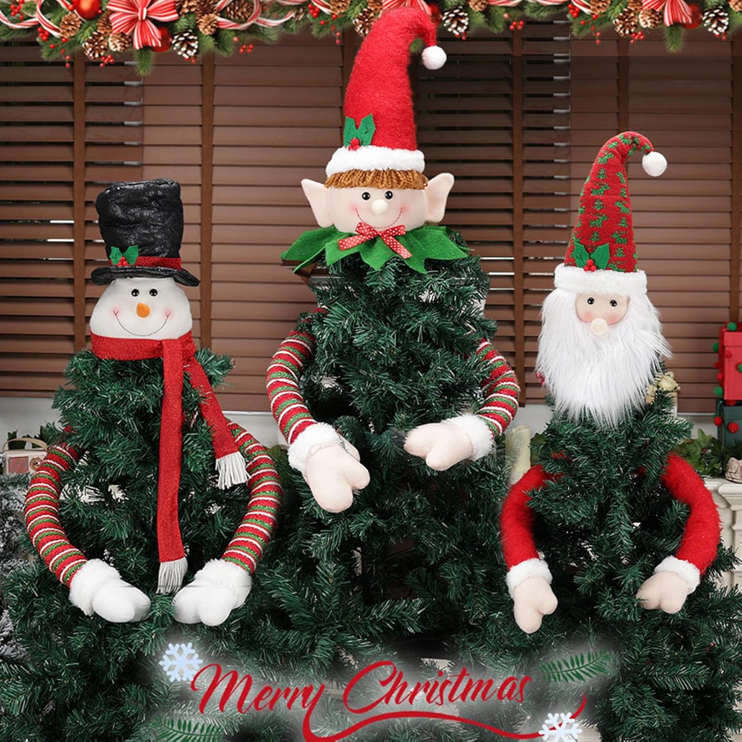 Elegant Christmas Tree Toppers Santa/Snowman/Elfs Festival Tree Ornament Home Decoration Accessories Office Christmas Ornament