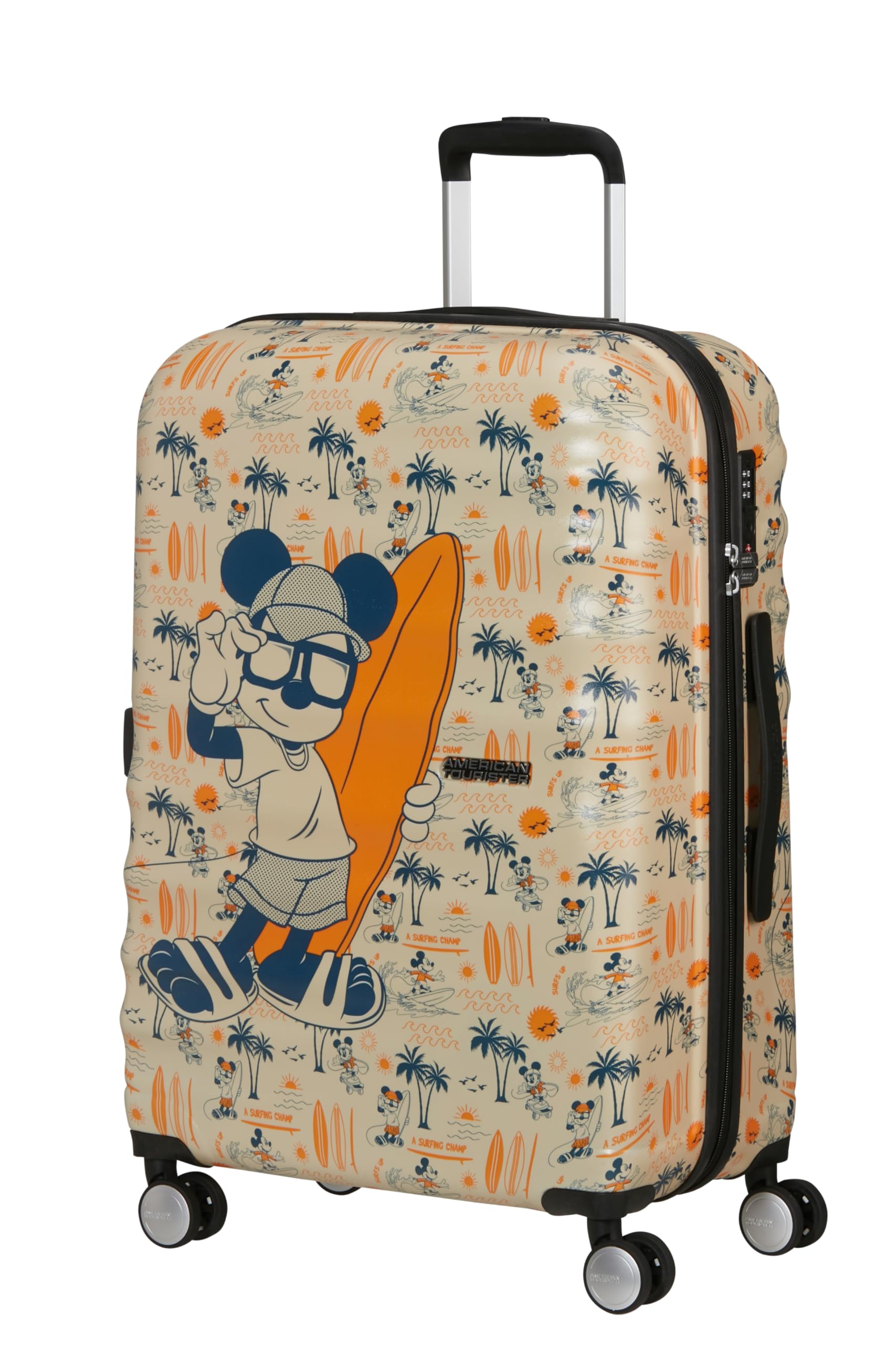 American Tourister Wavebreaker Disney - Mickey Mouse Large Hardshell Suitcase (77 cm), Travel Spinner, TSA Lock, 4 Wheels, 96 L, 4.2 kg - Mickey Super Surfer