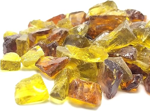 (5 libras) Amber Ember - Decoración prémium multiusos y roca de vidrio de fuego de 14 a 12 pulgadas, para uso en características de fuego, acuarios,