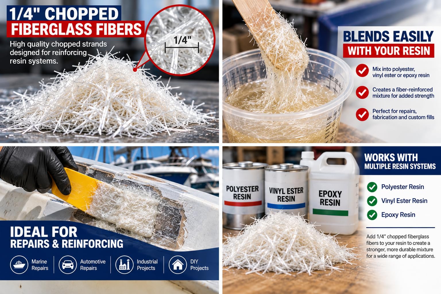 Fiberglass Chopped Strand Filler - Repair & Reinforce -4 Fiberglass Chopped Strand Filler - Repair & Reinforce -4