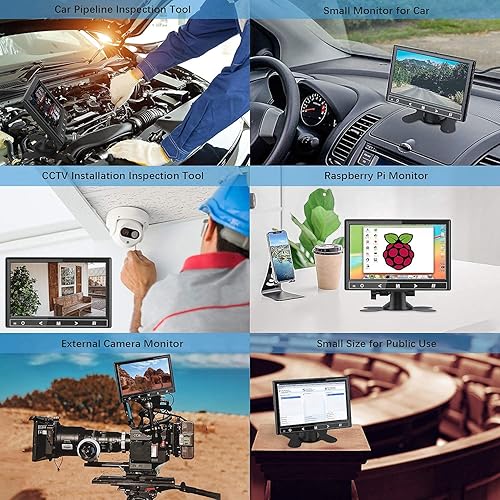 Miniatura 4 de Mini monitor de 7 pulgadas, 1024 x 600 IPS pequeño HDMI monitor VGA AV para PCCCTVRaspberry PIcámara de seguridadjuegos, altavoces integrados y