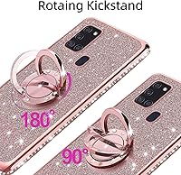 Vista 3 de Funda para teléfono A21s, funda Samsung Galaxy A21s para mujer, con purpurina, cristal suave, transparente, TPU brillante, bonita funda protectora