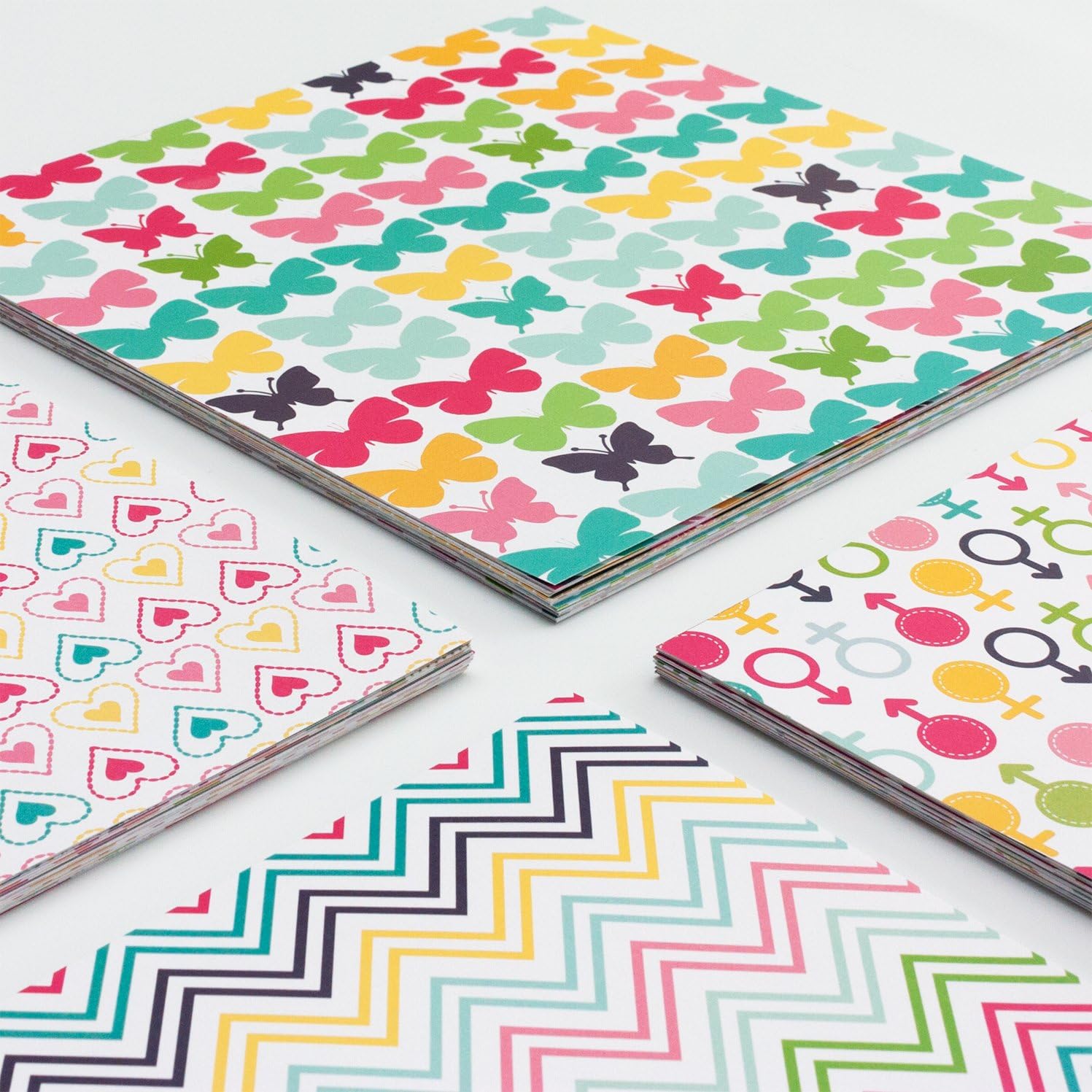 Scrapbook Album 10"x10" with 40 Sheets Love Pattern Scrapbook Paper (Color Wave)