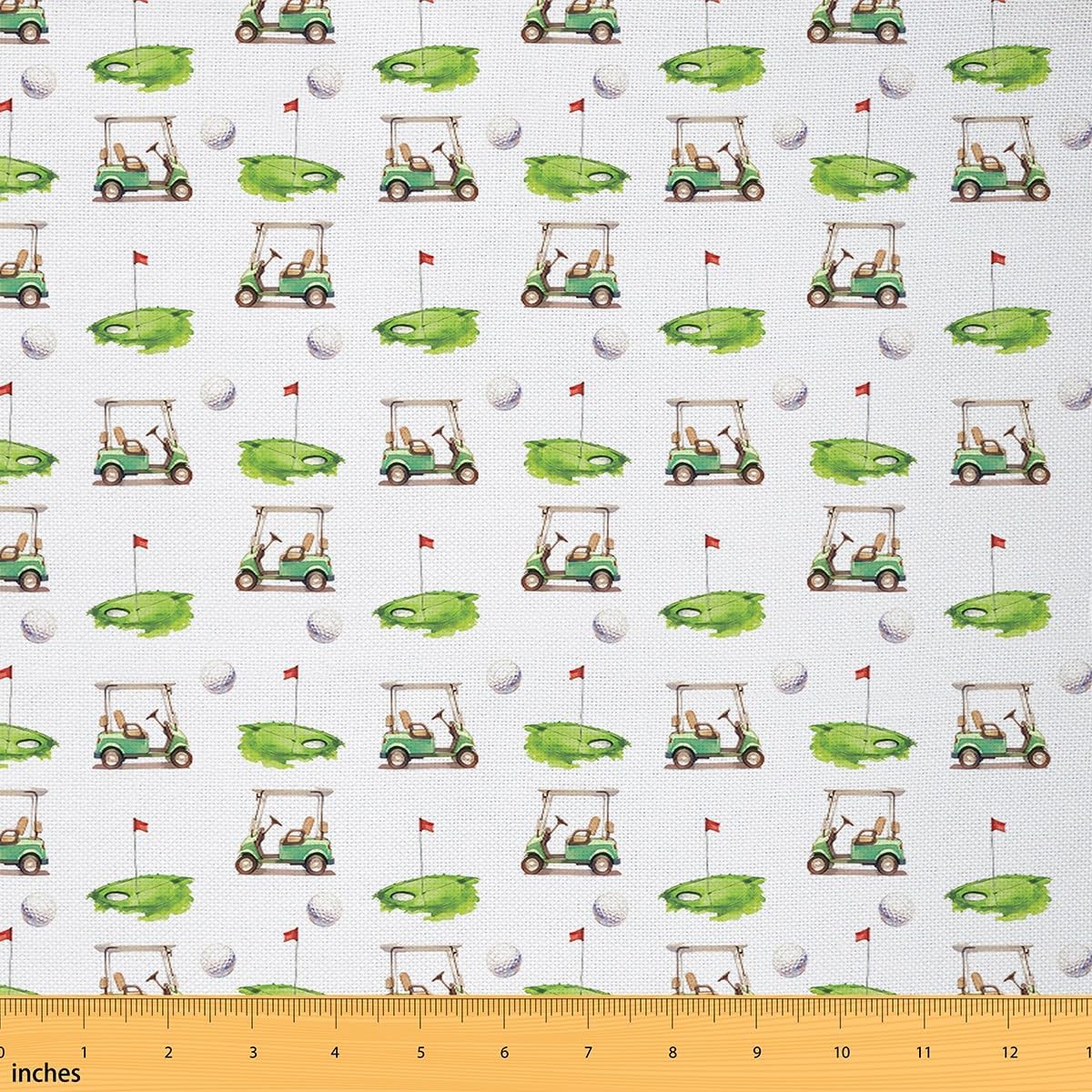 Erosebridal Golf Print Fabric by The Yard Carts Upholstery Fabric Golf Hole Ball Games Entertainment Waterproof Outdoor Fabric Leisure Ball Games Green Decor Fabrics, 2 Yards