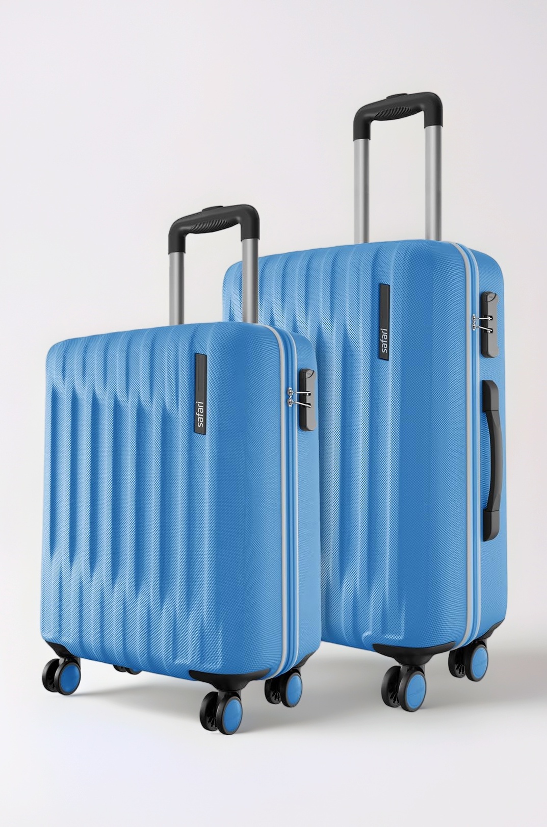 Safari Ray Neo 8 Wheels Set of 2 ( Cabin + Medium) Trolley Bags, Hard Case Polycarbonate 360 Degree Wheeling Luggage for Men & Women, Travel Bag Suitcase for Travel, Trolley Bags for Travel Marina Blue