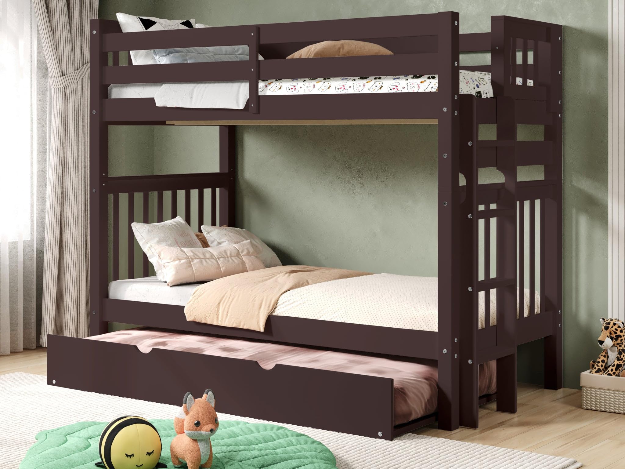 Bedz King Tall Bunk Beds Twin Over Twin Trundle