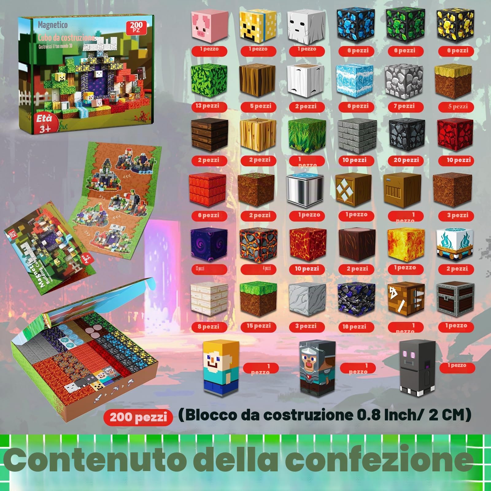 Magneverse Costruzioni Magnetiche | 200 Pezzi Blocchi Magnetici
