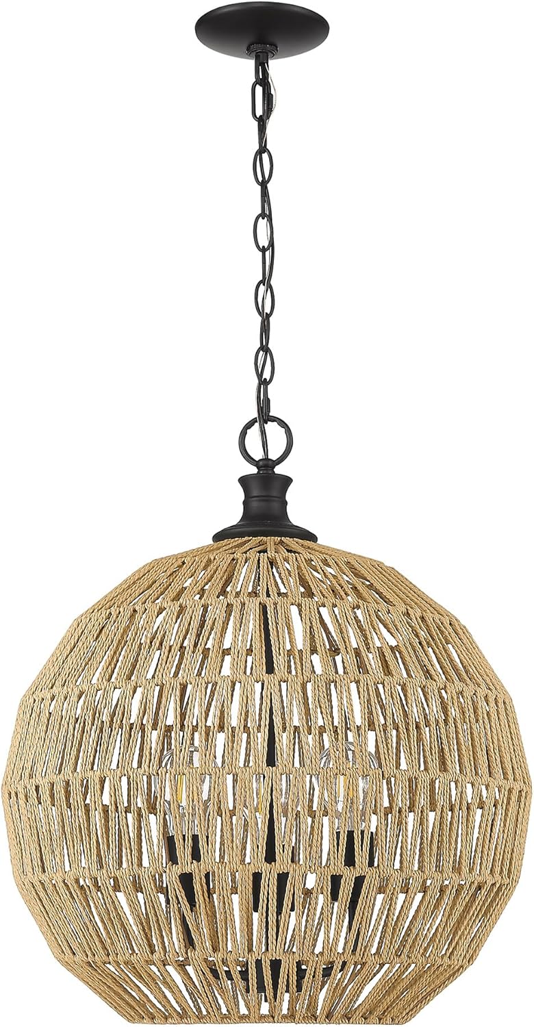 Golden Lighting 6933-3P BLK-NR Florence 3 Light Pendant, Black
