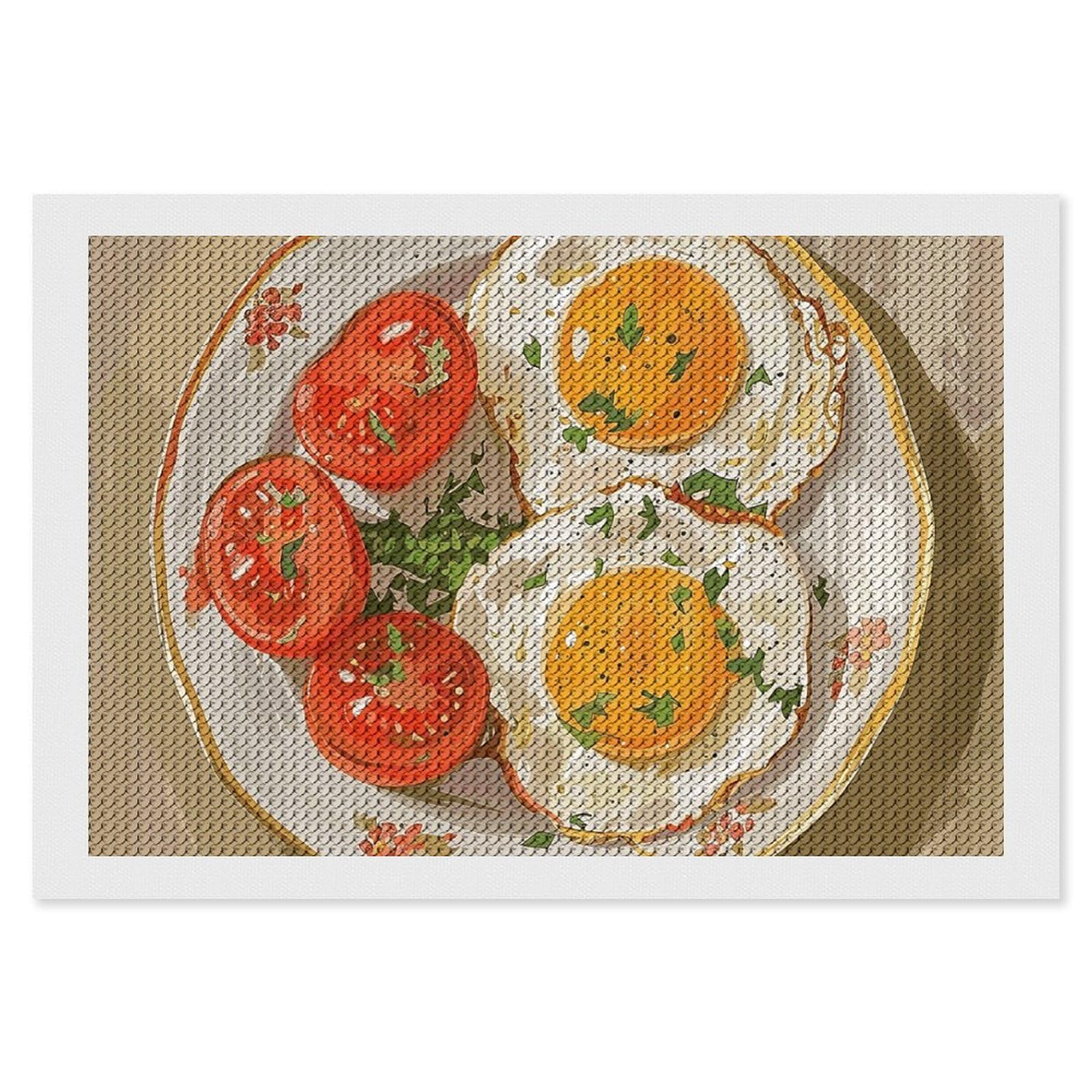 NONHAI Diamond Painting Kits for Adults - DIY Diamond Art Kits for Beginners - Full 5D Paint Drill Diamond Dots Paintings- Eggs and Tomatoes Diamonds Pictures Gem Art and Craft Wall Decor 8"x12"