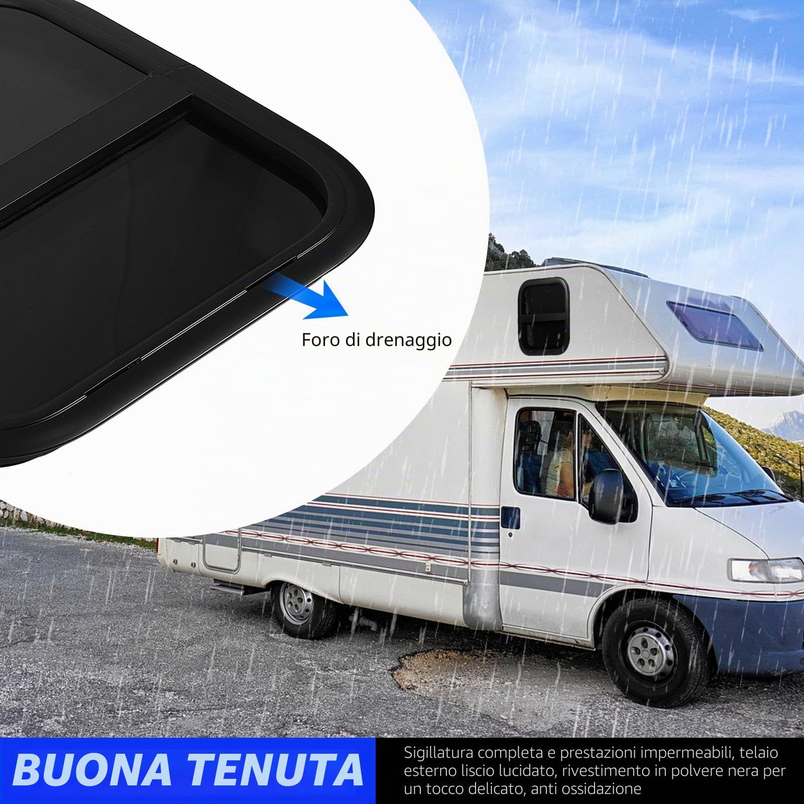 Finestra Scorrevole Verticale per Camper, Finestra in Vetro di Ricambio 500X500mm Lega di Alluminio Tinta Sigillata per Roulotte Casa Mobile Auto di Ingegneria (Per spessore