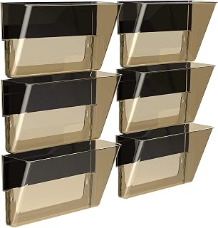 Storex Letter-Size Magnetic Wall Pocket – Plastic File Organizer, Heavy-Duty Magnet Holds 5lbs, Smoke, 6-Pack (70235B06C)