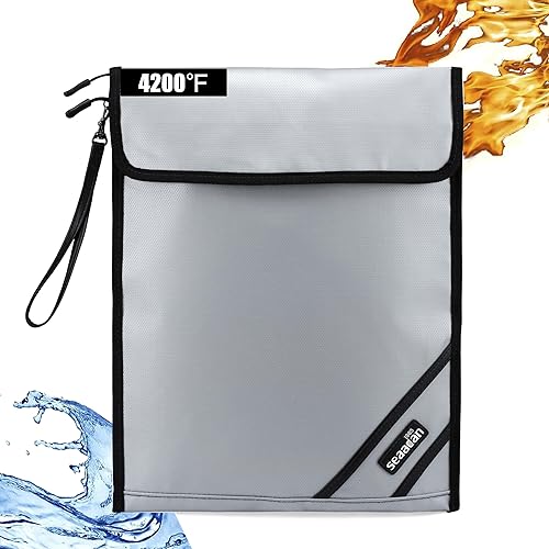 Dos bolsillos mejorados, dos bolsas de archivos ignífugas con cremallera (4200) de 15 x 11.6 pulgadas para proteger documentos importantes,
