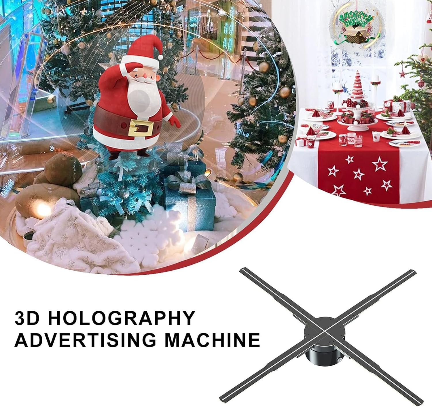 3D Holographic Advertising Display Device,576 LED Lamp Beads Wall Mounted Rotation Fan Shaped Hologram Projector,Support WIFI Bluetooth APP Connection
