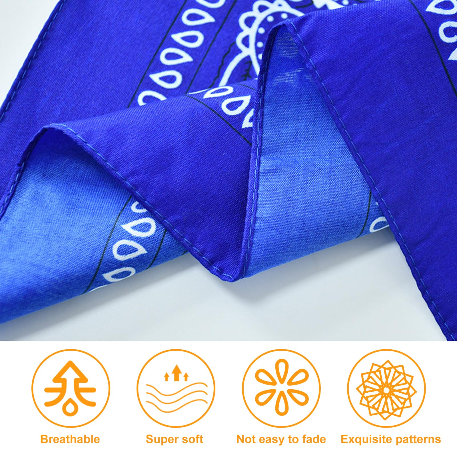 Bandana Scarf 22Pcs Mix Colour Multifunction Head Scarves Unisex Neck Scarves Large Handkerchiefs Assorted Colour Square Bandanas for Men and Women/Ladies 55 x 55cm — view 3