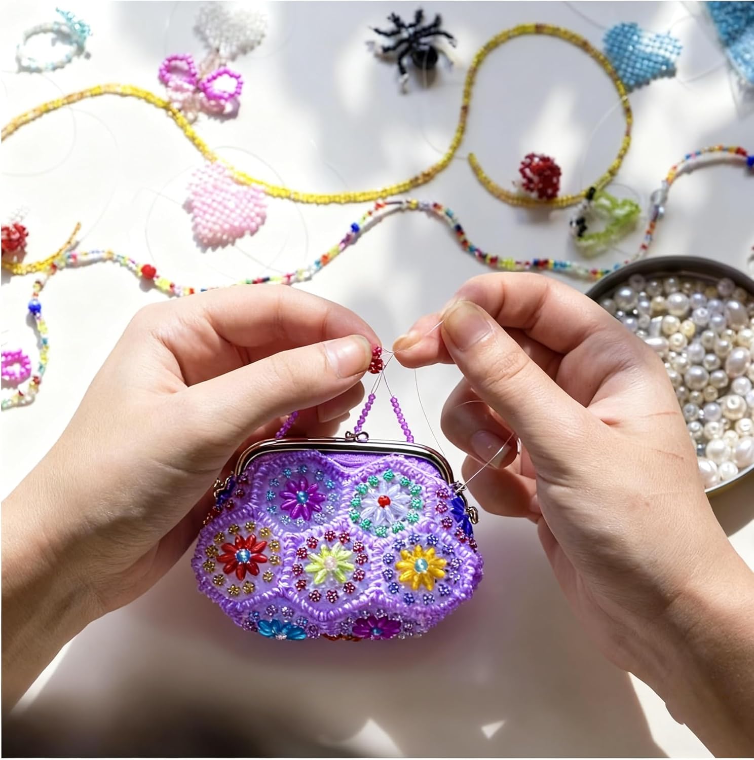 2000pcs Glass Seed Beads, 2mm Mini Bracelet Crafts Glass Bugle Beads for DIY Jewelry, Embroidery, Bracelet Making Kits,Orange - Image 4