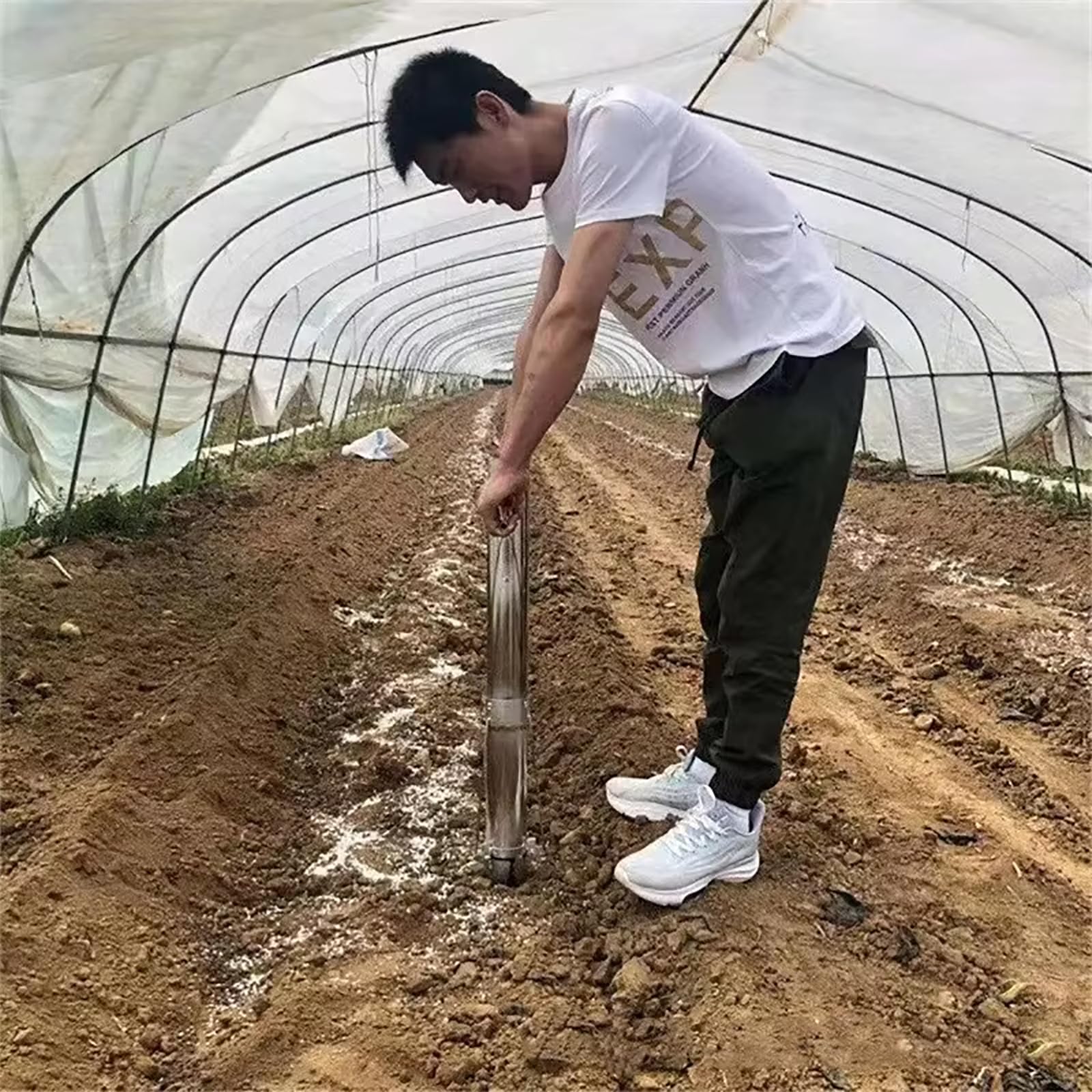 Narzędzie Do Sadzenia Cebulek Z Długim Uchwytem, Sadzarka Do Cebulek, Zestaw Narzędzi Do Sadzenia Cebulek, Łatwe Pchanie Gleby I Trwały Materiał Ze Stali Nierdzewnej 304, Do Przesadzania Kwiatów
