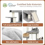 Heybly Cat Tree, 74-Inch Streamlined Cat Tower for Large Cats with 3-Tier Stacked Condos, Cat Furniture with Large Perch, Sturdy Base, Full Sisal Scratching Posts & Ramp, Light Gray HCT061W