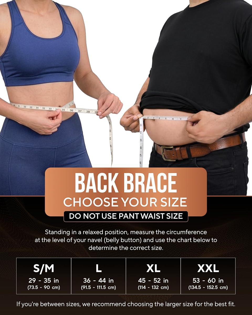 Copper Back Brace for Men & Women (Medium) | Infused Copper Back Support with Adjustable Compression - Lumbar Support Belt for Lower Back Pain, Sciatica, Herniated Disc