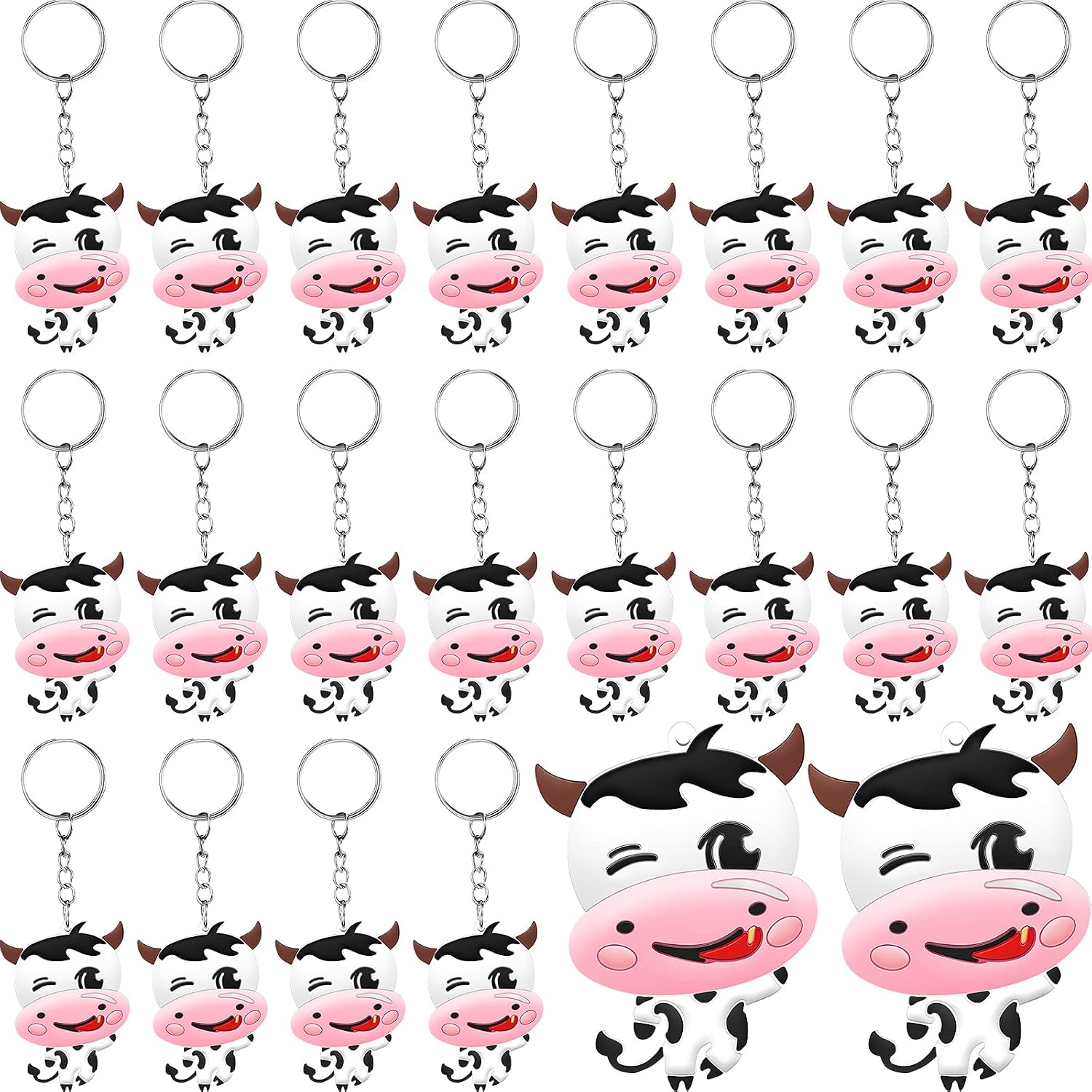 MTLEE 40 Pcs Cow Keychain bulk Cow Party Favors Farm Animal Toys for Kids