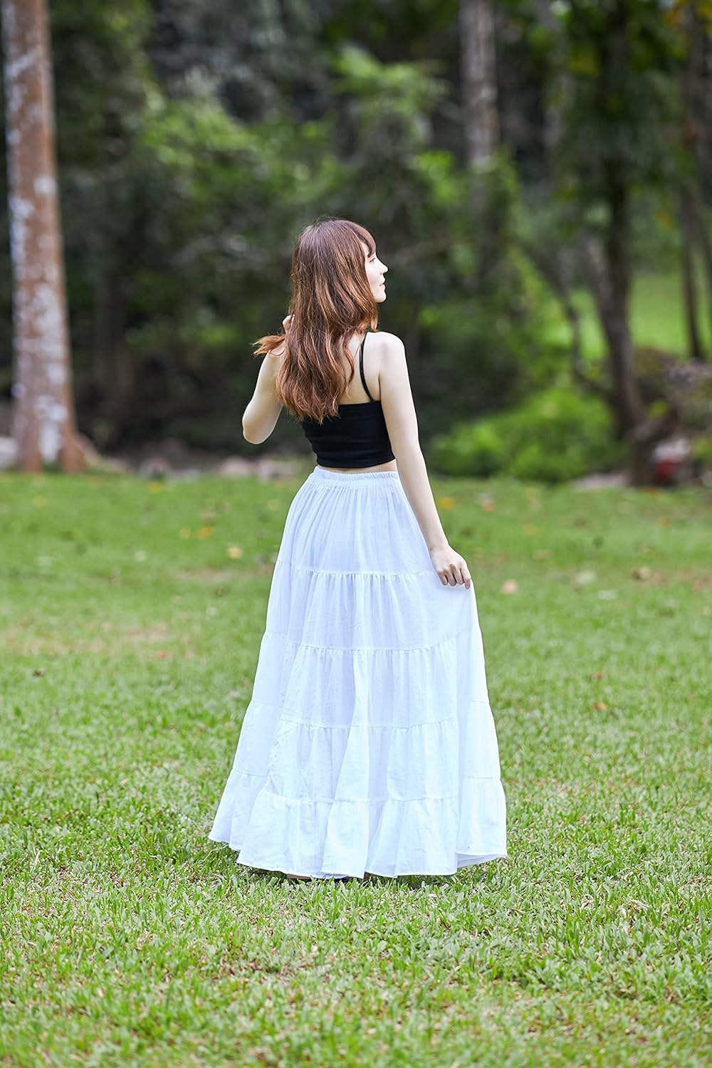 スカート 19th Hand Quilted White Cotton Skirt SLSunela Skirt in broken white cotton