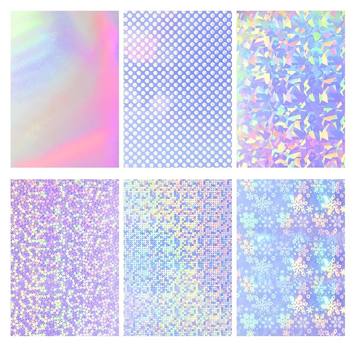 Buy MECOLOUR 24 Sheets Printable Holographic Sticker Paper Transparent ...