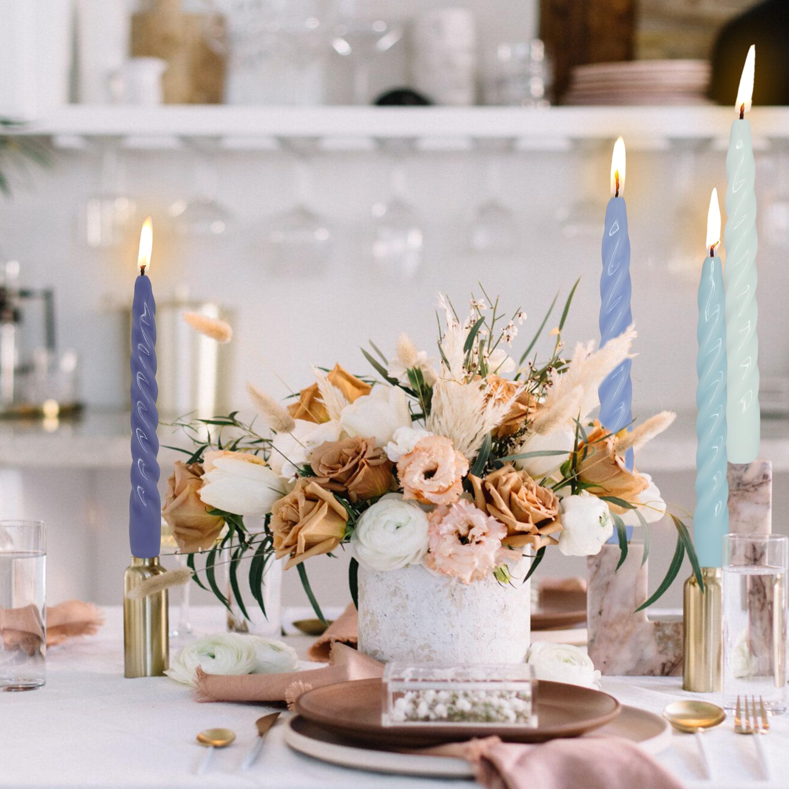 スパイラルキャンドル 牛柄/プレーン 2本セット ソイキャンドル  