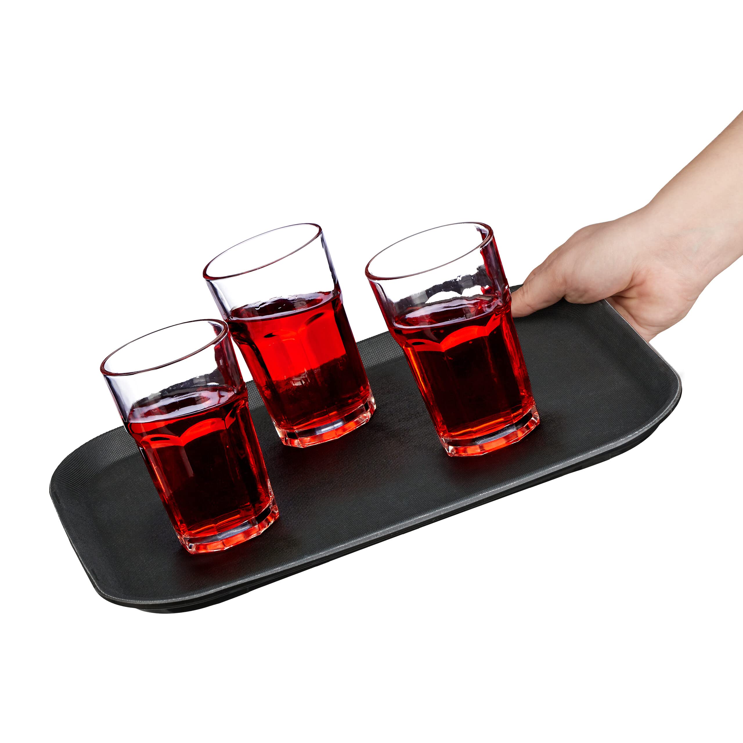 Relaxdays Pack de 5 Bandejas Camarero, Antideslizantes, Rectangular, Bar, Restaurante, Buffet, 35x25 cm, Plástico, Negro